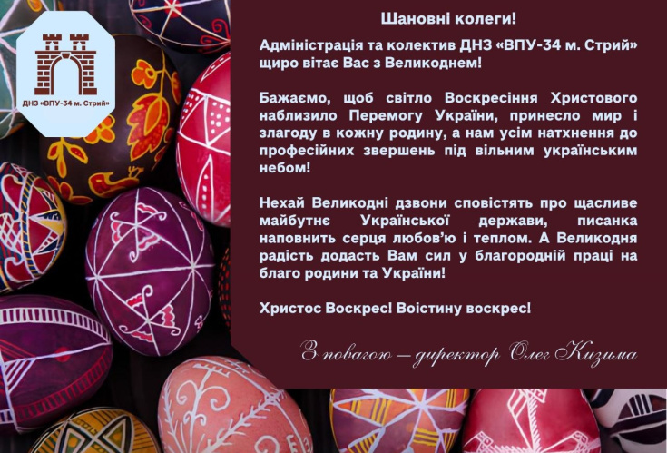Привітання з Великоднем